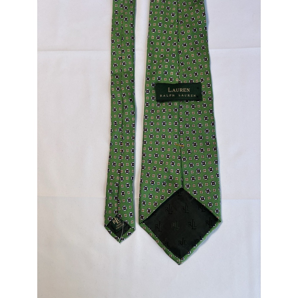 Lauren Ralph Lauren Men's Silk Green Pattern Neck Tie 54x4